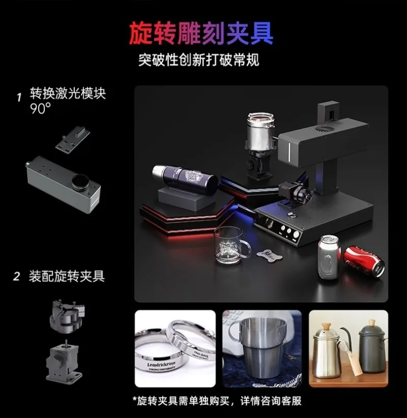 Macchina per marcatura laser Macchina per la codifica in plastica e acciaio inossidabile a doppia luce interamente in materiale Incisione automatica di piccoli metalli