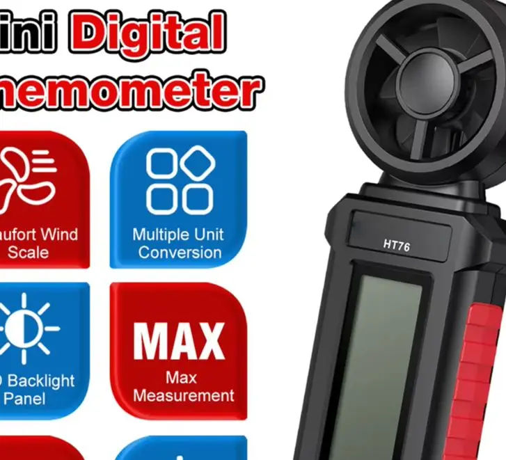 

HT76 Digital Anemometer Handheld High Accuracy Winds Speeds Meter For Outdoor Sailing Drones Flying Weather Measurement Gauge