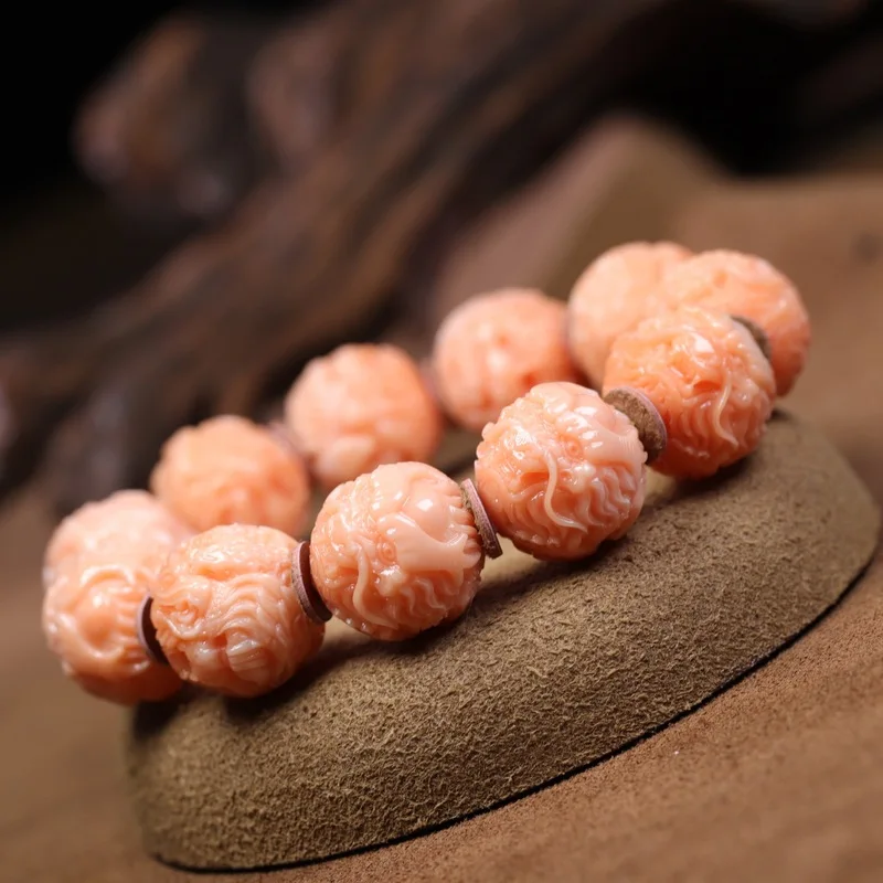 Momo Color Powder Pressed Round Bead Bracelet Journey to the West Dragon Head