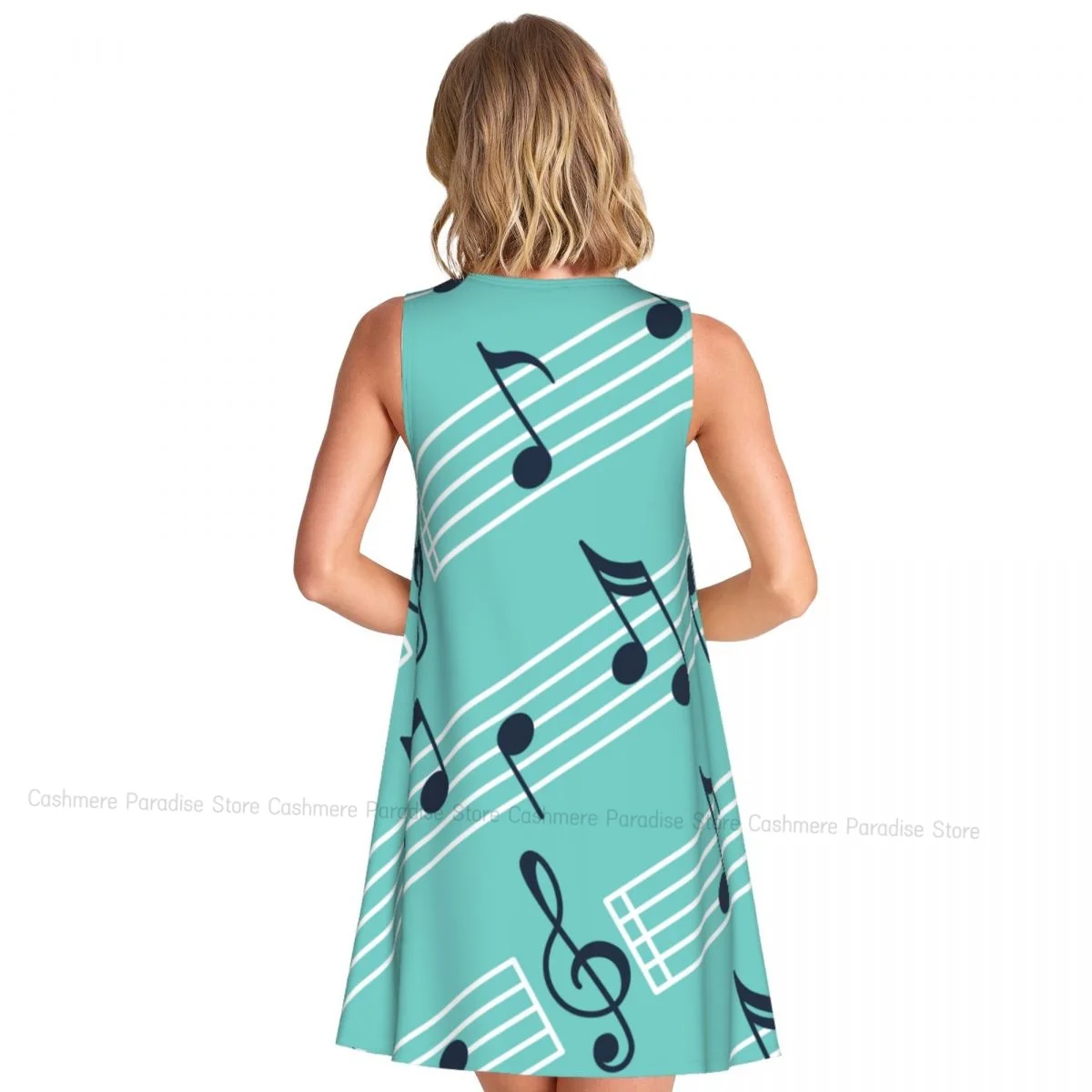 Robes d'été pour femmes, t-shirt de plage, sans manches, Note de musique, décontracté, ample, débardeur, 2025