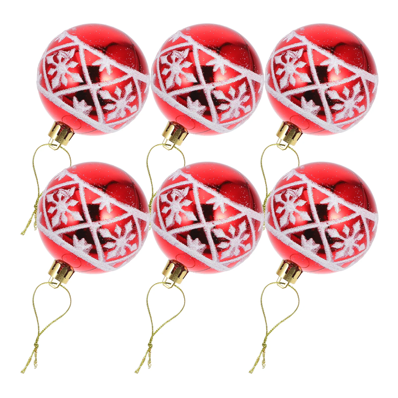 

6Pcs Xmas Tree Hanging Ornaments Snowflake Design Christmas Balls Party Favor Traditional Holiday Decor Reusable