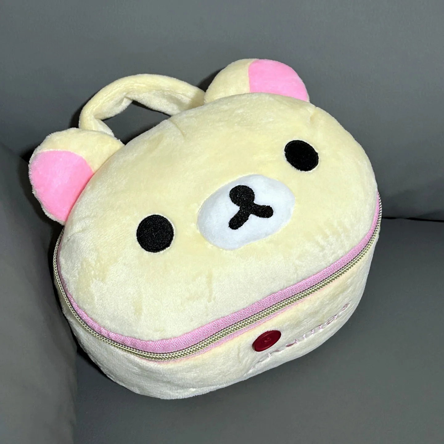 Lindo oso Rilakkuma Korilakkuma, organizador de bolsillo de almacenamiento de felpa con cara grande, bolsa de cosméticos, estuche de maquillaje para el hogar, niñas y mujeres