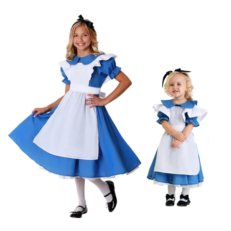 Crianças festa fantasia cosplay lolita empregada trajes de halloween para crianças meninas vestido