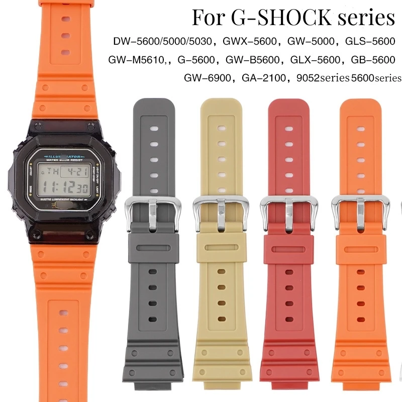 for Casio G-Shock DW-6900 DW5600 GW-M5610 GA-2100 GD100 GLS8900 Series Rubber Strap TPU Sport Bracelet 16mm Silicone Watchbelt