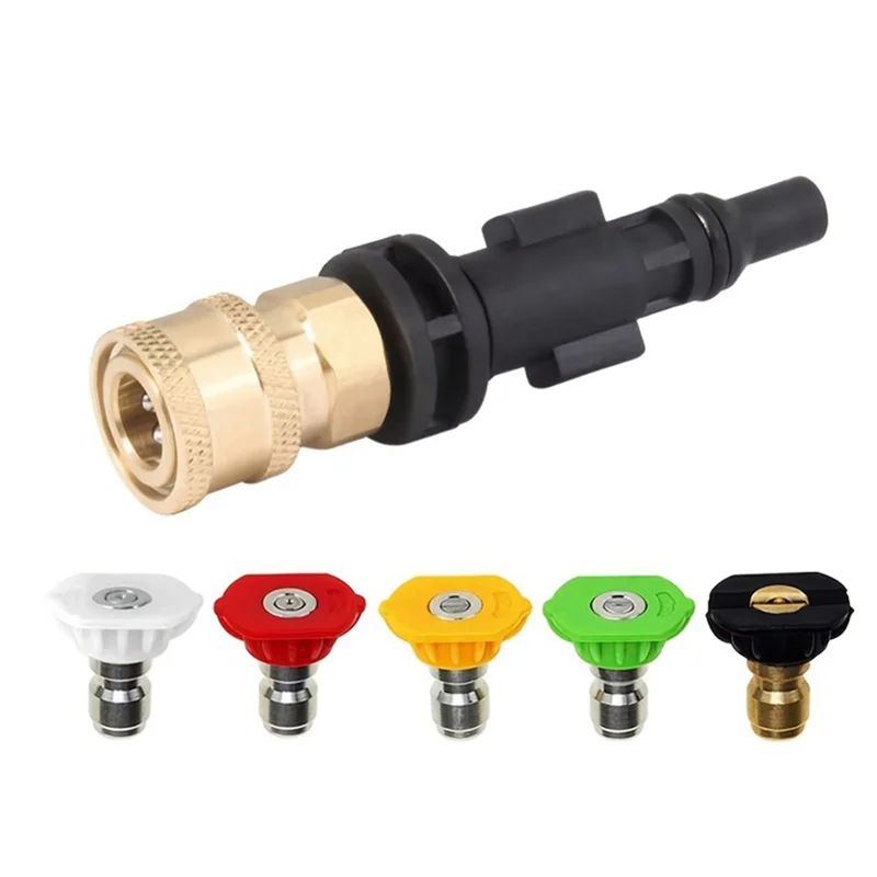 أداة مياه عالية الضغط تدوم طويلاً محول توصيل سريع 1/4 توصيل سريع مع 5 فوهات ملونة مناسبة لـ LAVOR/Sterwins