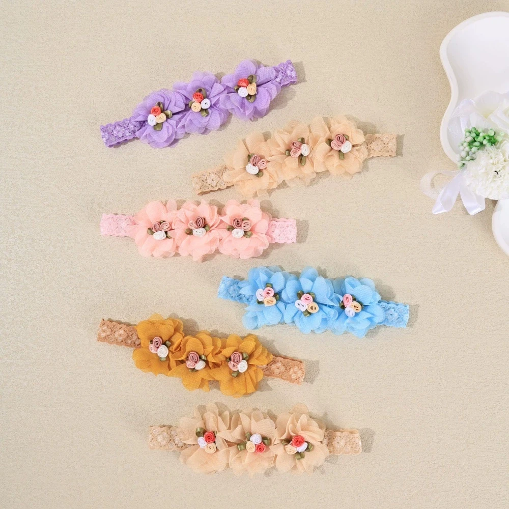 

Кружевная повязка на голову для маленьких девочек, повязка на голову с цветком, детские головные уборы для малышей, эластичная повязка для волос, аксессуары для волос для новорожденных