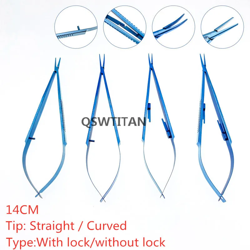 Suporte de agulha de titânio com trava, instrumento oftalmologia cosmético pinça braçadeira ferramentas de cirurgia