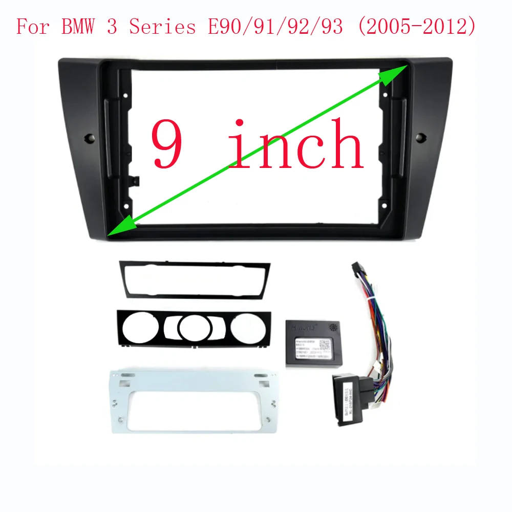 Car Audio 9 Inch Big Screen Facia Frame Adapter For BMW 3 Series 2Din CD / DVD Player Fitting Panel Frame Kit and power cable