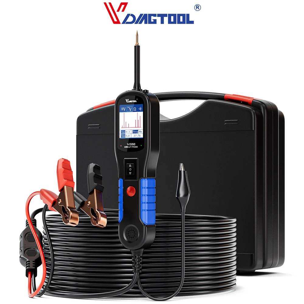 2024 VDIAGTOOL V200 Power Probe 12V/24V Automotive Car Circuit Tester AVOmeter Electrical System Diagnostic Tools 40FT Cable