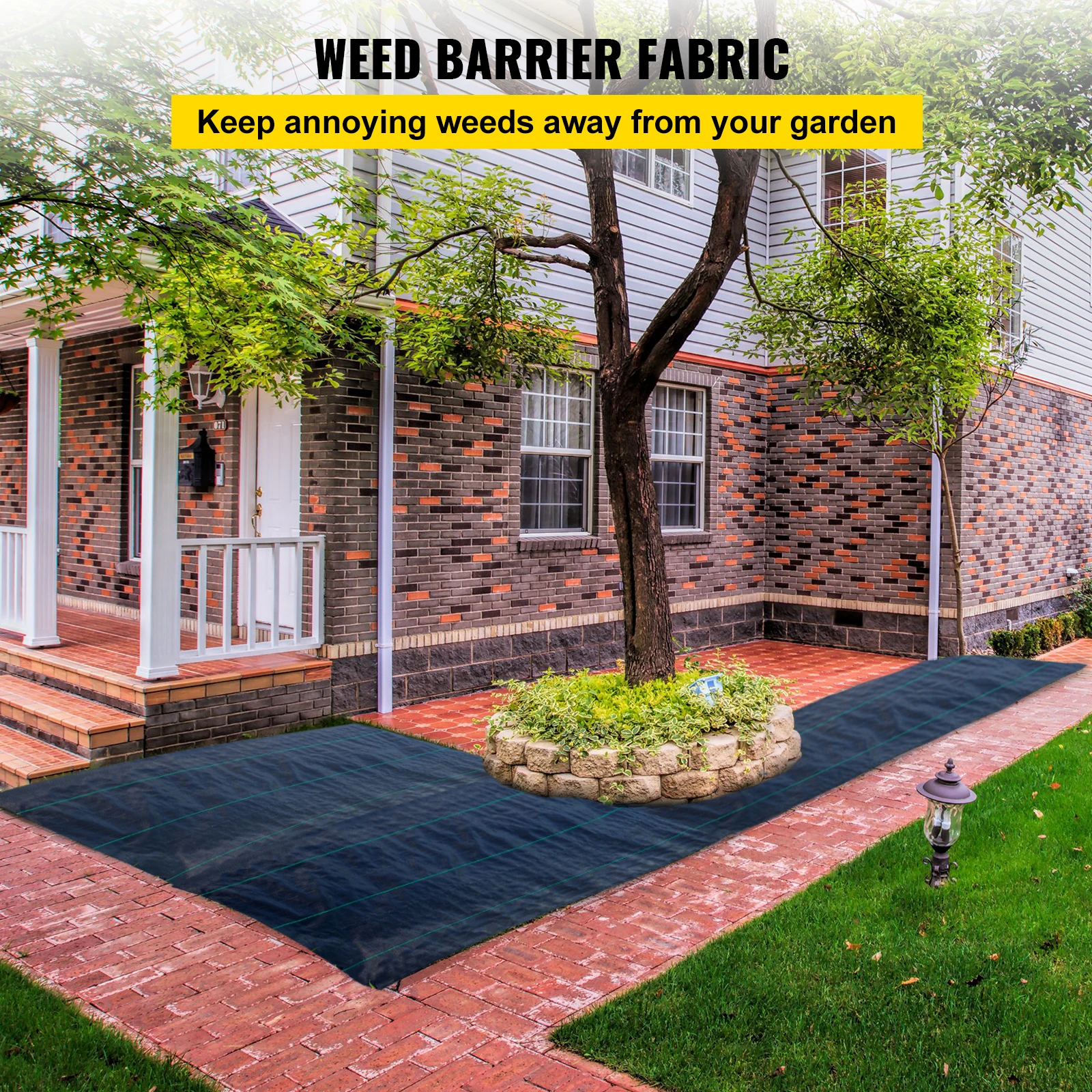 VEVOR 6.5FTx300FT Premium Weed Barrier Fabric 3.2OZ Woven Weed Control Fabric for Flower Bed Geotextile Fabric Underlayment