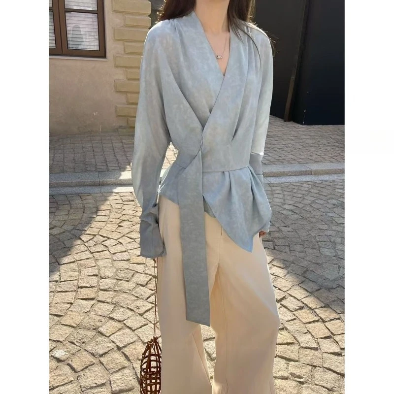 

Waist Up Shirt for Spring and Summer 2025, New High-end Style, Dyed Shirt, Women's Small Shirt