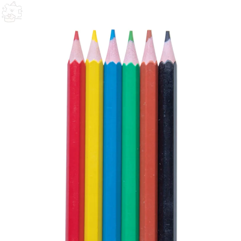 Colored Pencil Set For Kids Drawing Crayons 6pcs 3.5inch Wooden