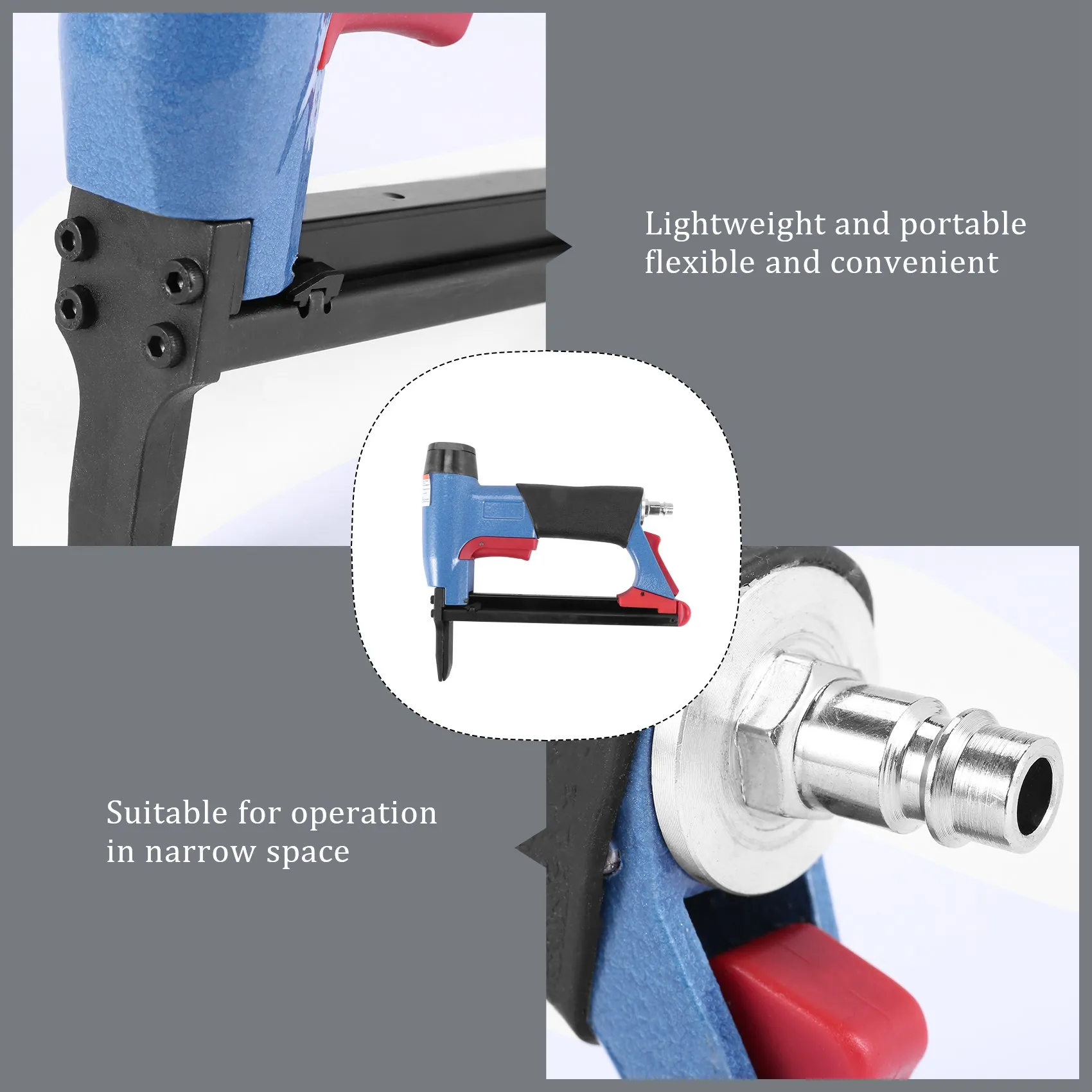 HGHO 8016LN Long Mouth BeA Pneumatic Air Stapler Nailer Fine Stapler Tool for Furniture Nailer Tool Pneumatic Air Power Tool