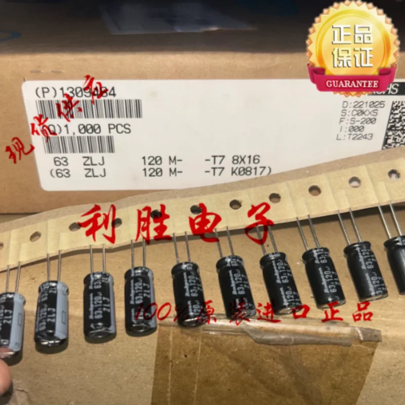 10PCS-100PCS Japanese Ruby Capacitor 63V120UF 8 * 16 ZLJ High Frequency Low Resistance Replacement 63V100UF