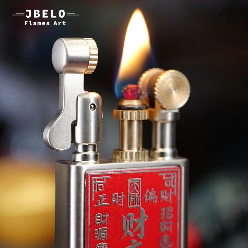 Vintage Metal Trench Lighter Grinding Wheel Wick Kerosenes Gasolines Lighter Antique Portable Cigarette Lighter Men Smoking