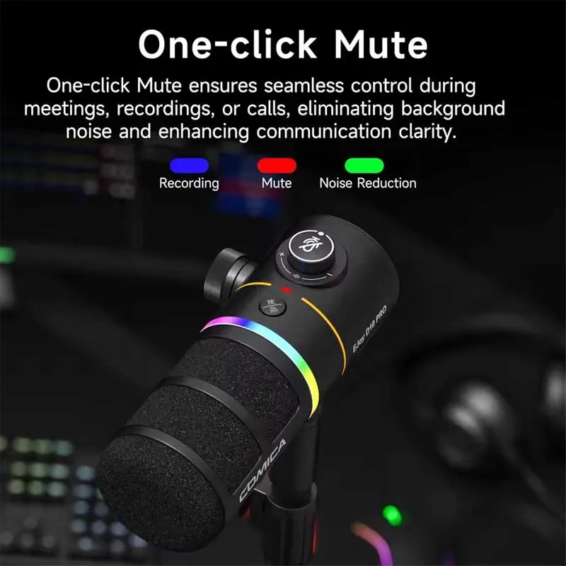 Comica D10 PRO(D) COMBO Dual-Channel Wireless/USB Gaming Microphone 48 kHz/24-bit RGB Dynamic Light Real-Time Monitor