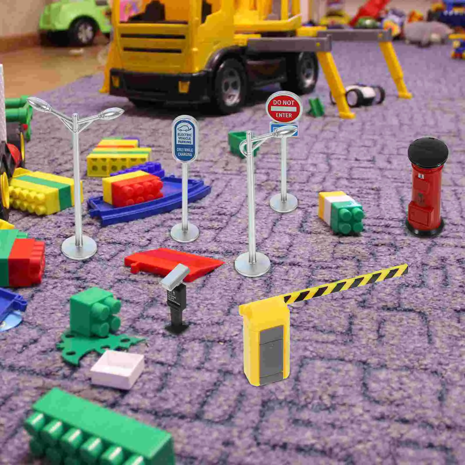 Miniature Traffic Sign Toy Road Sign Traffic Barricade Scene Toys for Kids Scenes Street Abs Signs Mini Cone