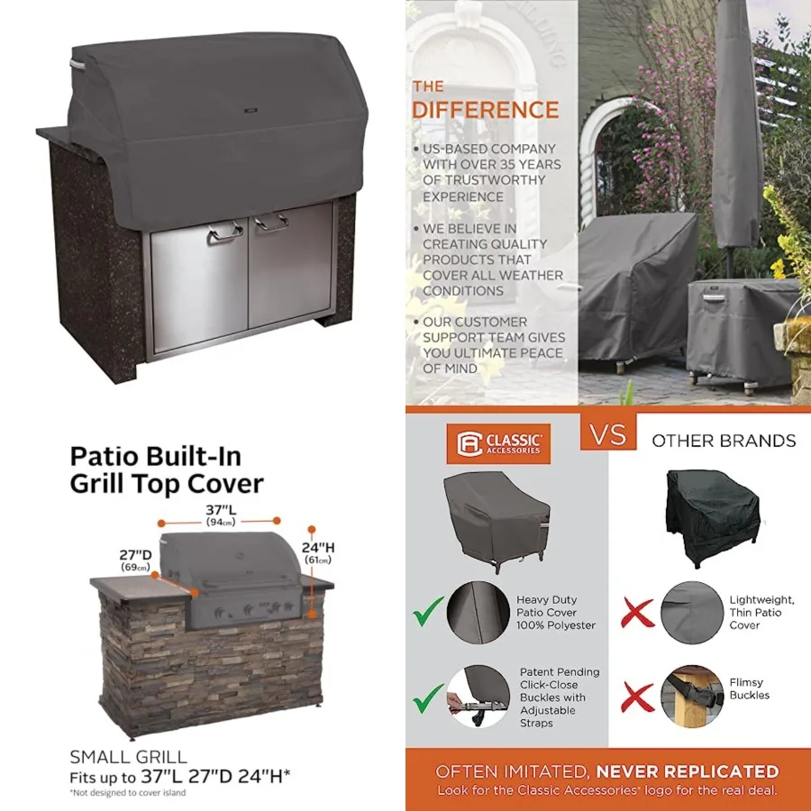 

Ravenna Water-Resistant 37 Inch Built-in BBQ Grill Top Cover, Taupe