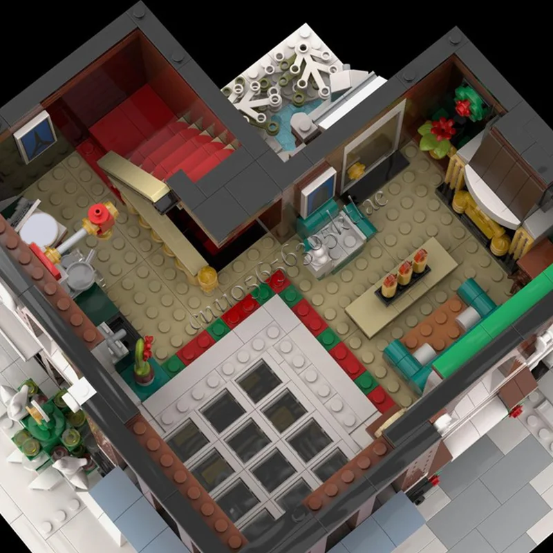 2933 PCS MOC Luxury Three Story Warm Residence Modular Model Architecture Building Block Diy Education Assembly Kids Toys Gifts