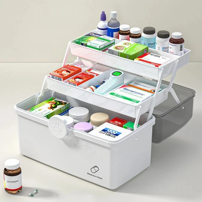 Portable First Aid Kit Large Capacity Pill Case Medicine Organizer Storage Boxes Medicine Container Emergency Pharmacy 3 Layers