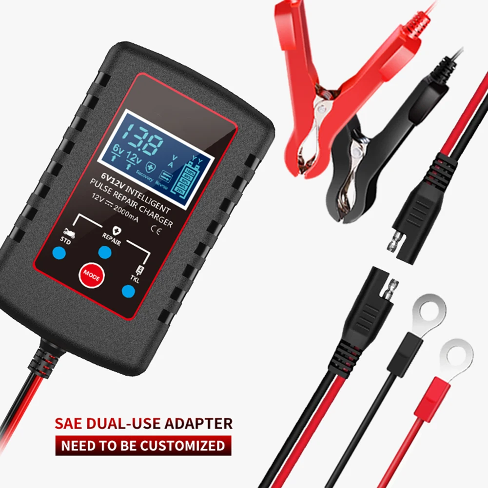 1pc 6V/12V Lithium Battery Charger For 6V/12V Lead-acid Batteries For Cars Motorcycles Lawn Mowers Accessories