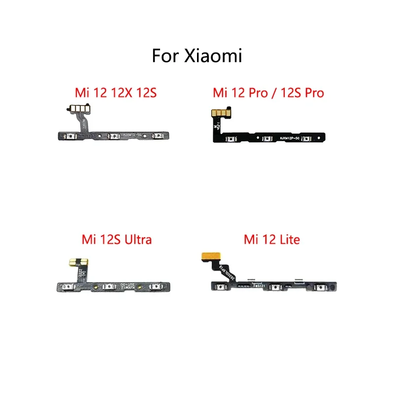 Pop 5PCS/Lot For Xiaomi Mi 12 Lite 12X Pro 12S Ultra Power Button Switch Volume Mute Button On / Off Flex Cable