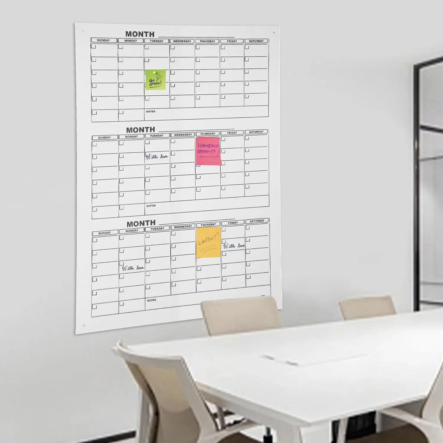 อะคริลิคปฏิทิน BOARD,Clear 3 เดือนปฏิทิน 34 "x 46" ปฏิทินผนังแห้งสีขาว BOARD Planner สําหรับ Home School Office ห้องนอน