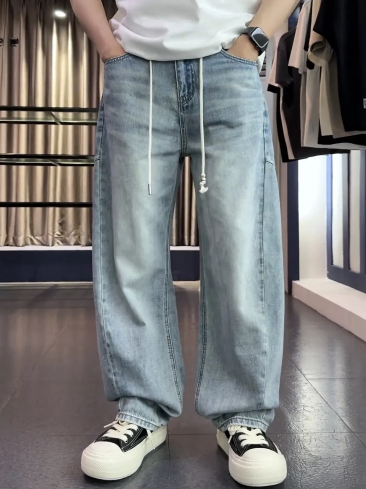 

Summer Thin American Retro Washed Knife Jeans Men's Fashion Versatile Skin-friendly Breathable Elastic Straight Leg Pants