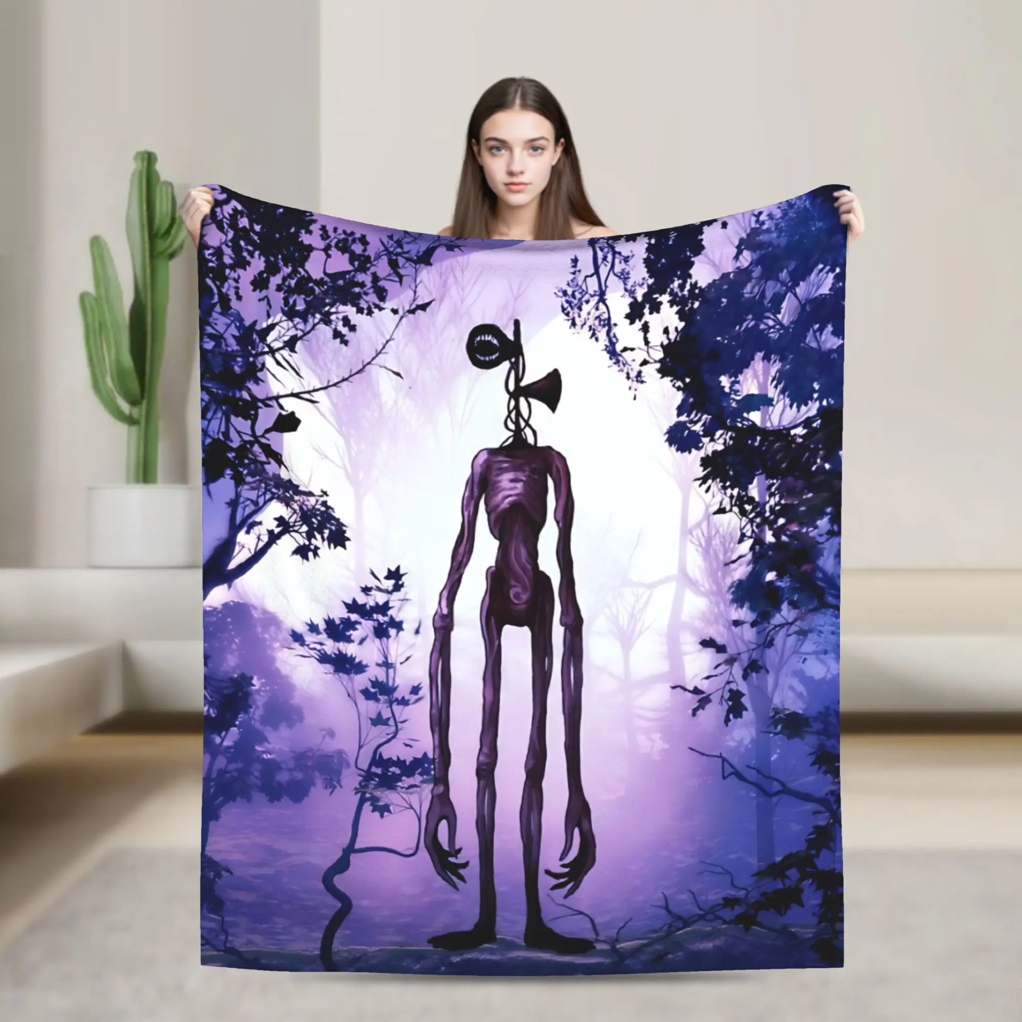 Siren Head Horror Blanket Fleece Spring Autumn  Portable Super Soft Throw Blanket for Bed Bedroom Bedspread