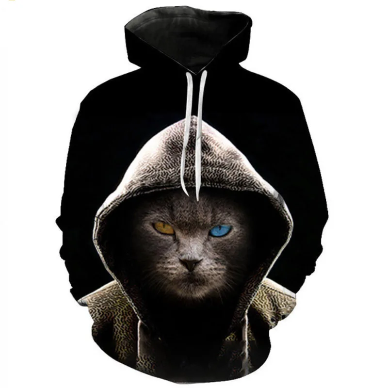 

2022 Animal Hooded Pullover Cute Kitty Funny Couple Sweatshirt Cat 3D Printing Hoodie Men Women Casual Cool Sweater Jacket