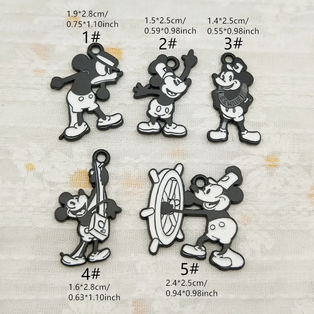 10pcs classical Mickey mouse Earrings Pendant metal charm Necklace Keychain DIY Handmade material