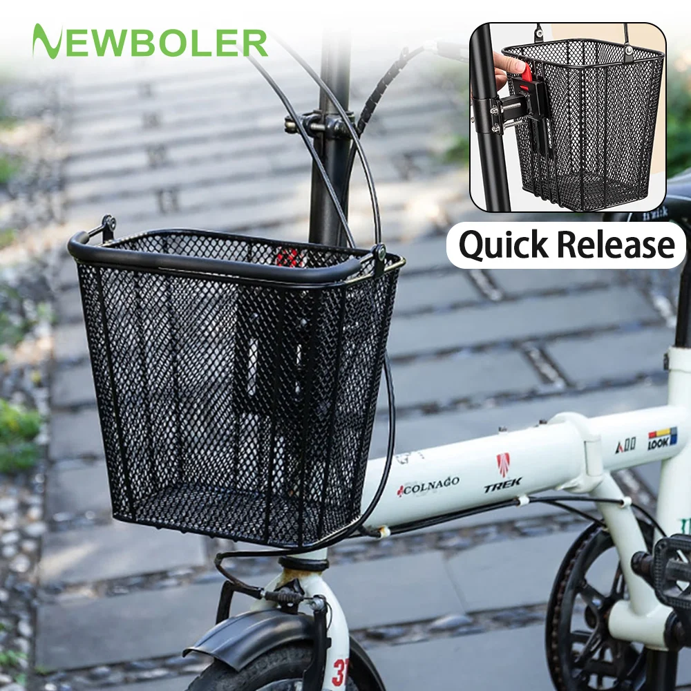 NEWBOLER Bike Basket Front Portable Bicycle Storage Baskets Easy to Install Detachable Handlebar Basket for Bicycle Accessories