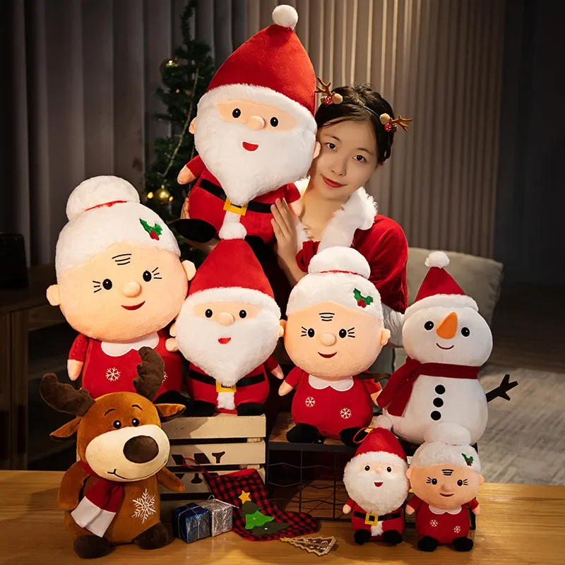 23-50CM Cute Santa Claus Snowman Elk Granny Plush Toys Christmas Decor Dolls Stuffed Soft for Baby Kids Gift