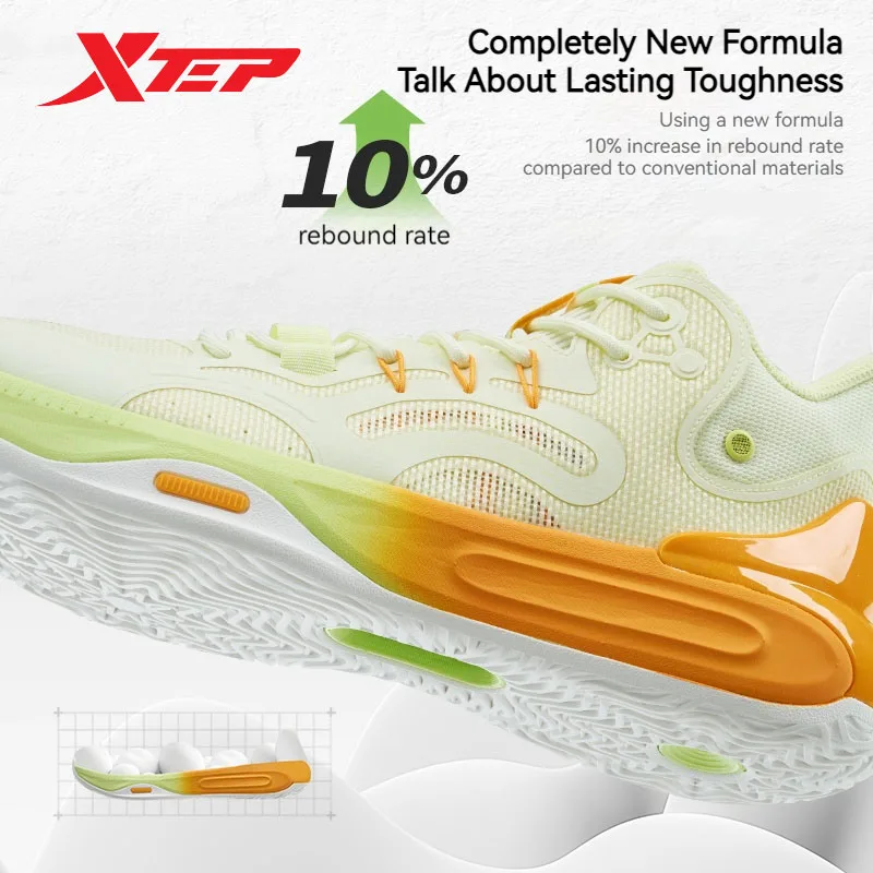 Xtep FengchiV2 Basketball Shoes For Men 2024 Summer Cushion Sports Shoes Mid Top Stronger Propulsive Force Sneakers 876219120003