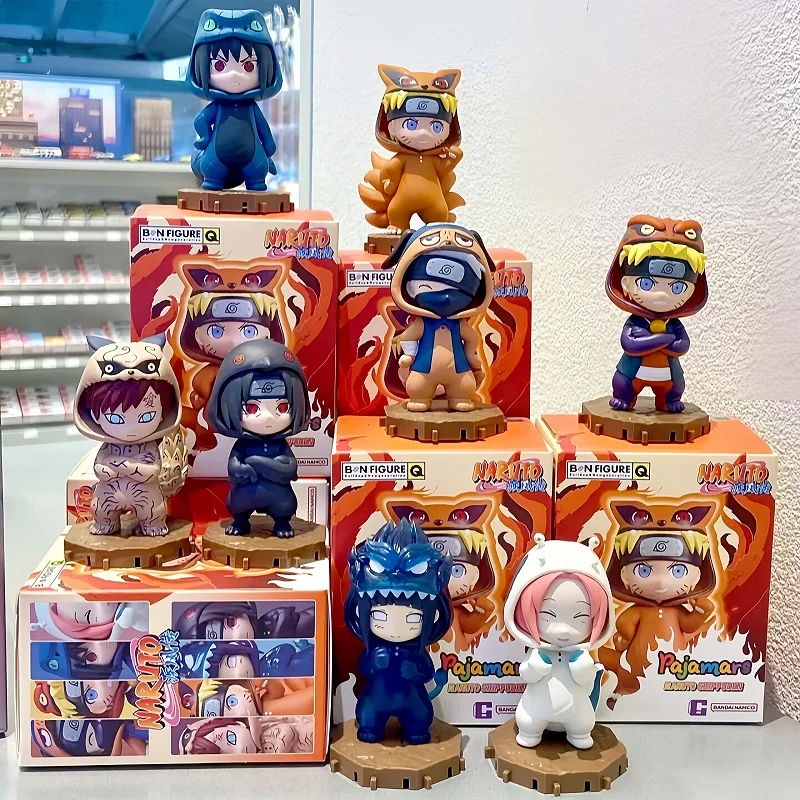 

Bandai Genuine Naruto Bnfigureq Pajamars Series Blind Box Action Figures Model Sasuke Kakashi Costume Design Decoration Gift Toy