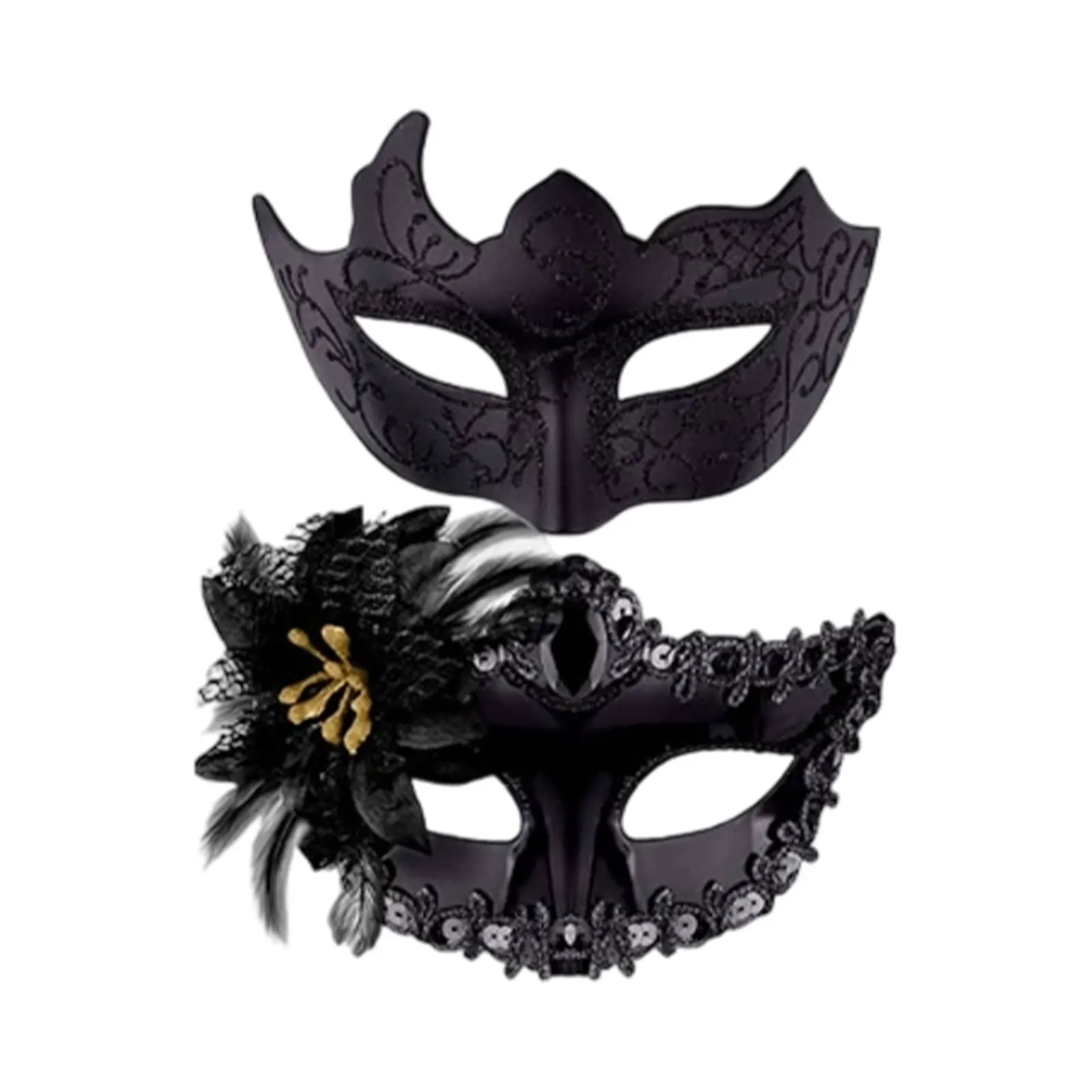 Maski Balowe Black Series dla Par Koronkowe Maski Imprezowe Weneckie Maski Świąteczne Mardi Gras Zestaw Mask Akcesoria do Kostiumów Cosplay