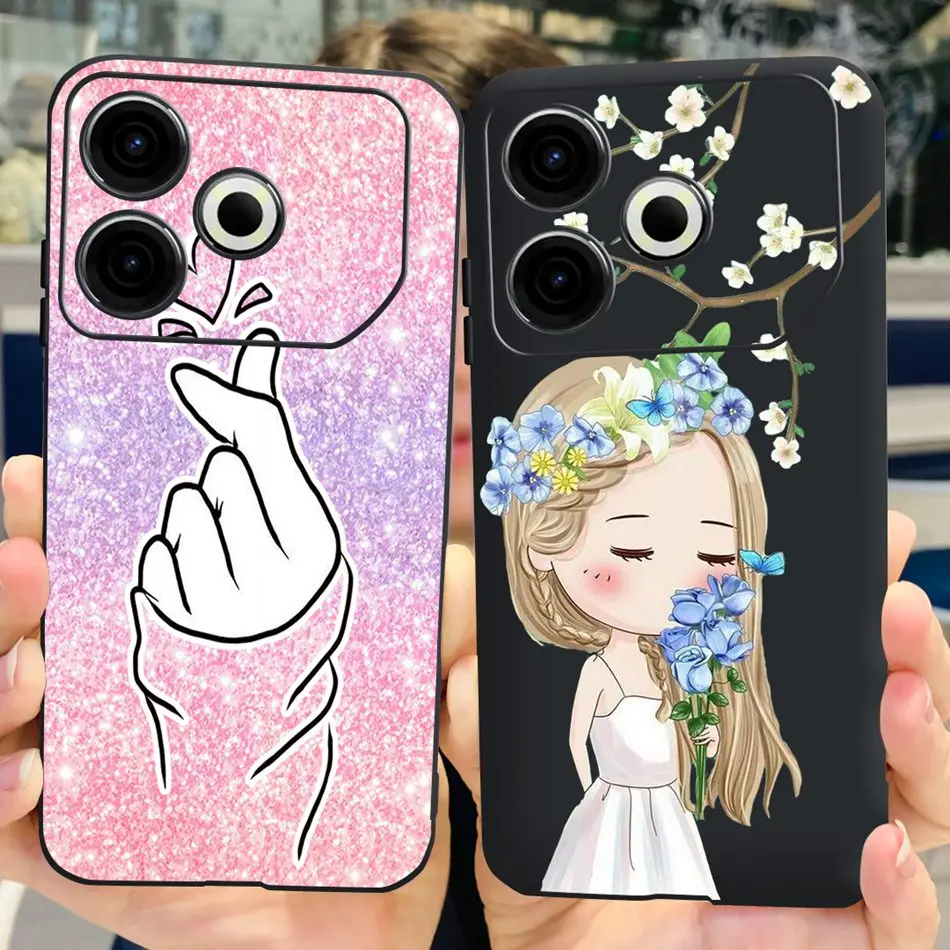 Чехол для телефона Tecno Pova 6 Neo с милым цветком и динозавром для Tecno Pova6 Neo 4G, мягкие силиконовые чехлы из ТПУ