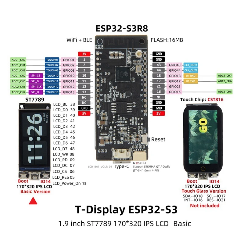 T-Display-S3 1.9-Inch LCD Development Board  For Nerd Miner Bitcoin Solo Lottery Miner BTC Miner