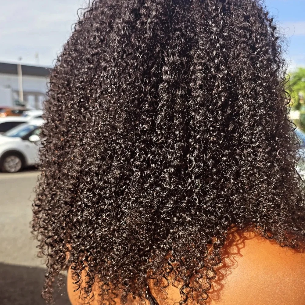 

Kinky Curly Half Wig Burmese Pixi Curly Human Hair Wigs Pre Plucked Glueless Wig With Drawstring Seamless Full Machine Made Wigs