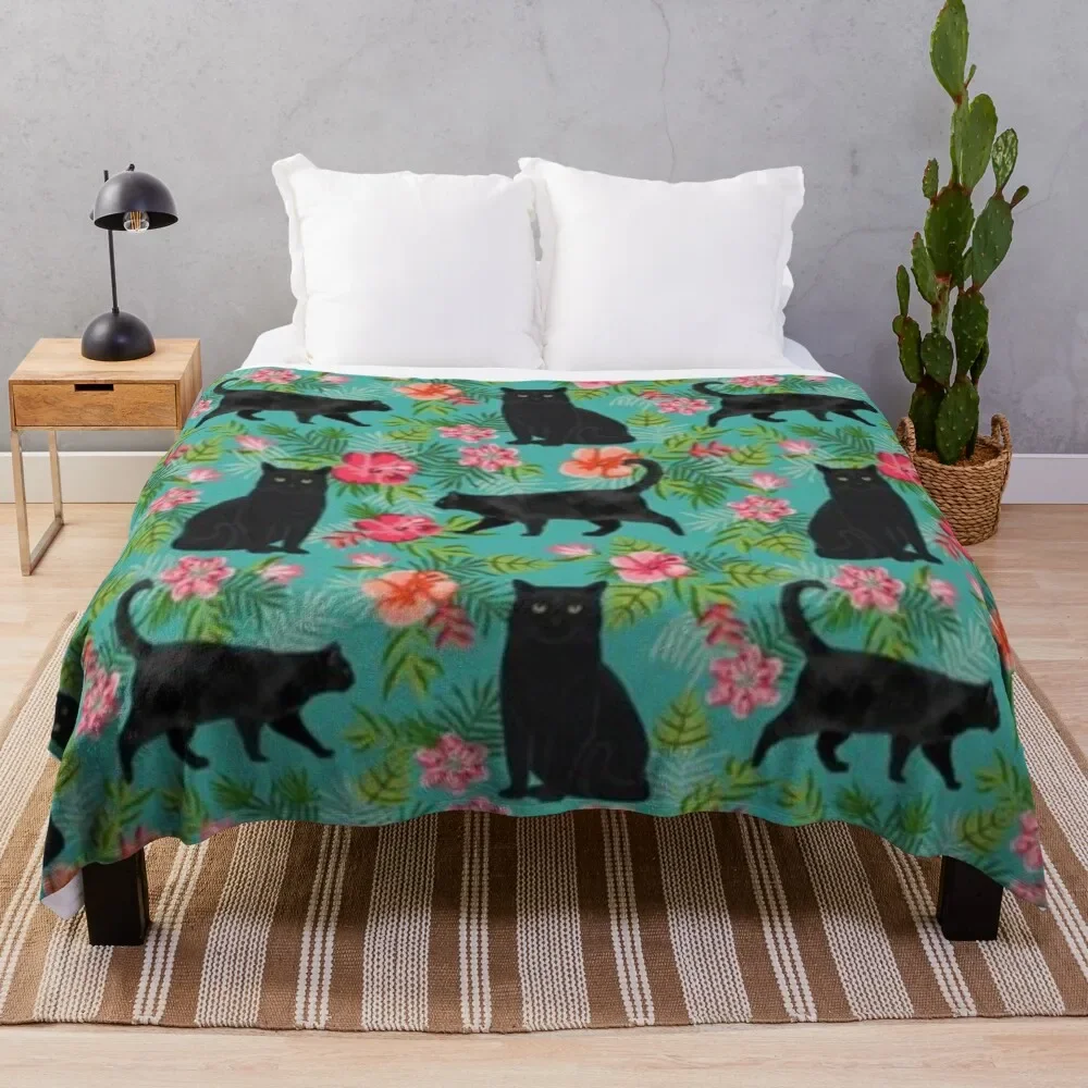 

BLACK CAT Throw Blanket Fluffy Shaggy Nap Decorative Sofas Decorative Beds Blankets