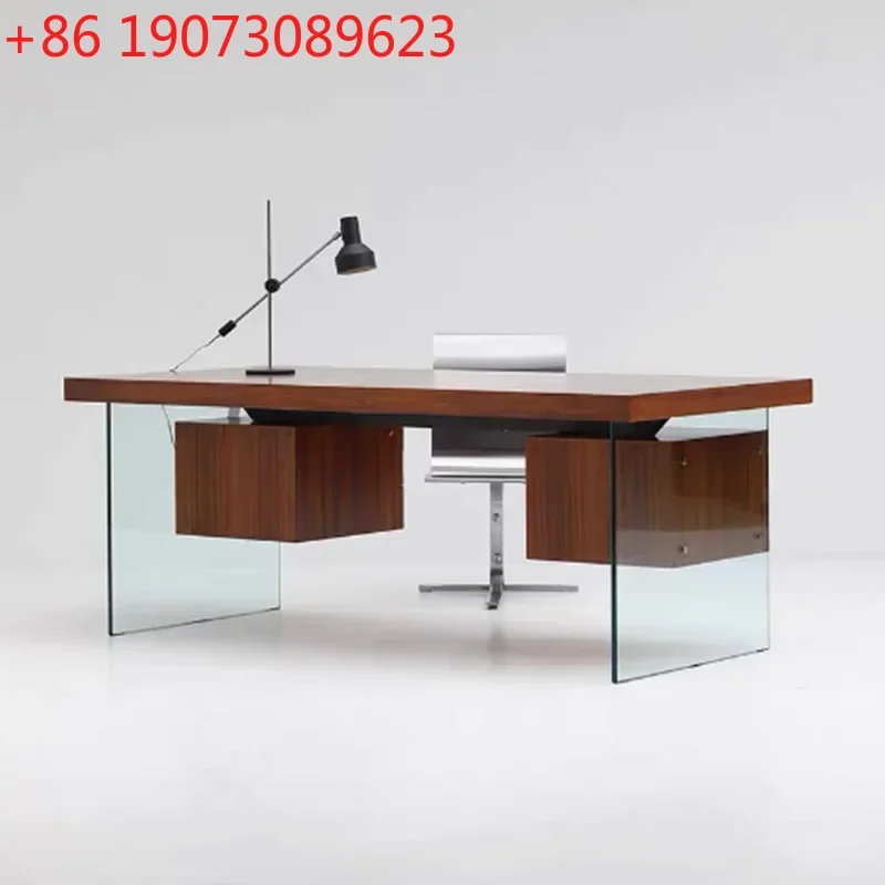 

Work Organiser Office Desk Glass Drawer Big Modern Wooden Reading