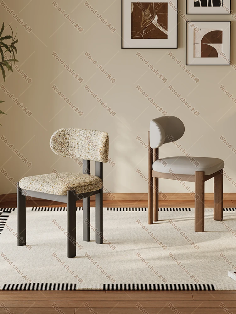 Medieval all-solid wood dining table and chairs French retro style home designer fabric Nordic high-end new backrest chair