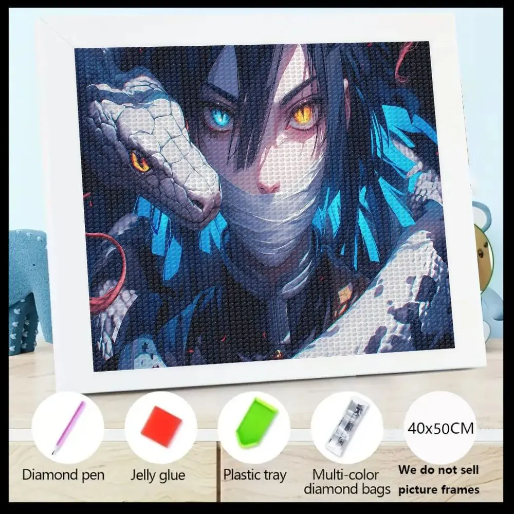 

40x50 см 5D набор для алмазной живописи DIY гетерохромные глаза персонаж со змеей и бинтами вышивка крестиком произведение искусства, включая Diamo