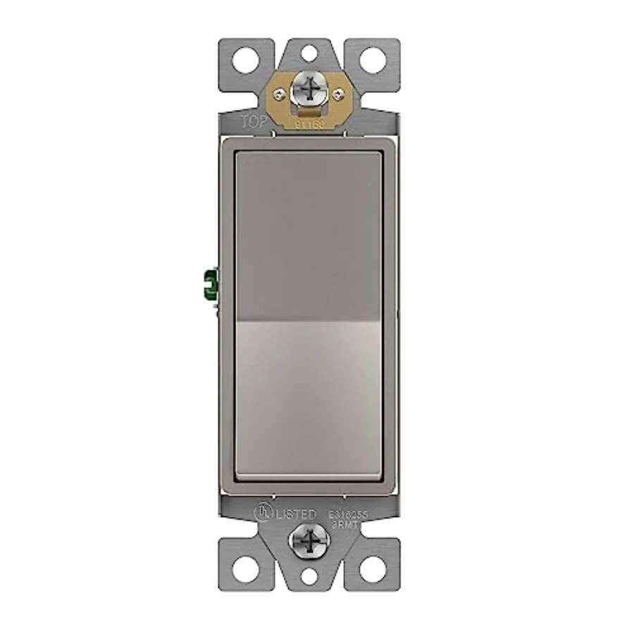 

Elite Series Decorator Rocker Light Switch, 15A 120V/277V, Gloss Finish,,3 Wire, Grounding Screw, Residential Grade, UL Listed,
