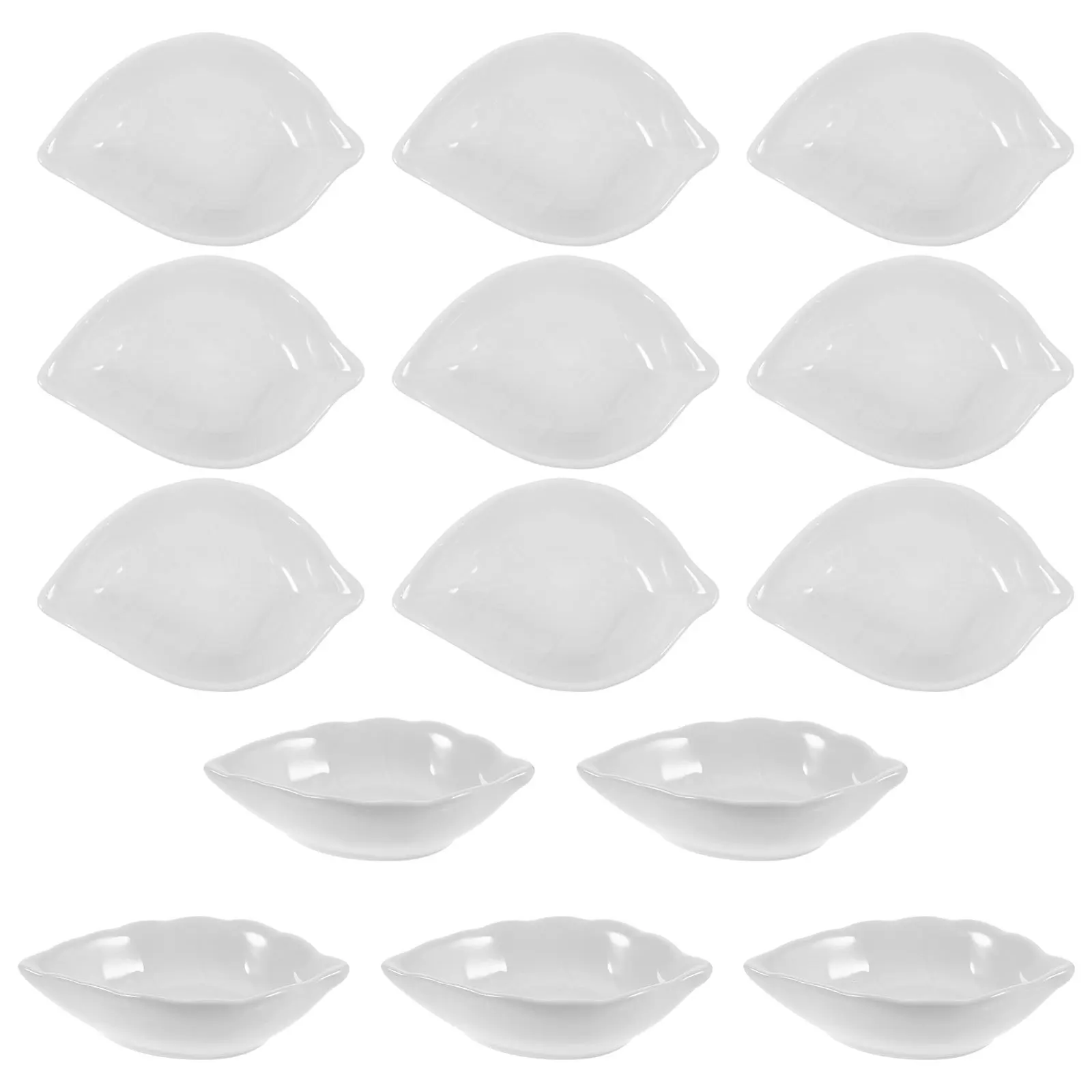 

14Pcs Ceramic Dipping Sauce Bowls Leaf Shape Small Condiment Dishes for Home Restaurant Hotel Use Soy Sauce Vinegar Mustard
