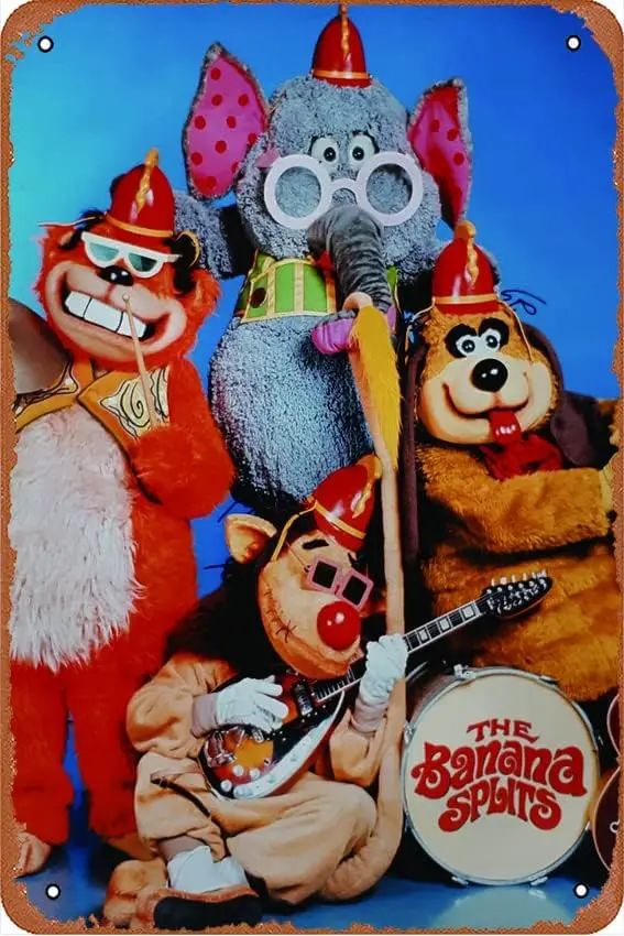 The Banana Splits Group Pose Vintage Comic 8x12 Inches Metal Sign Vintage Look, Dominic Wall Decor for Bars,Garage,Cafes,Pubs