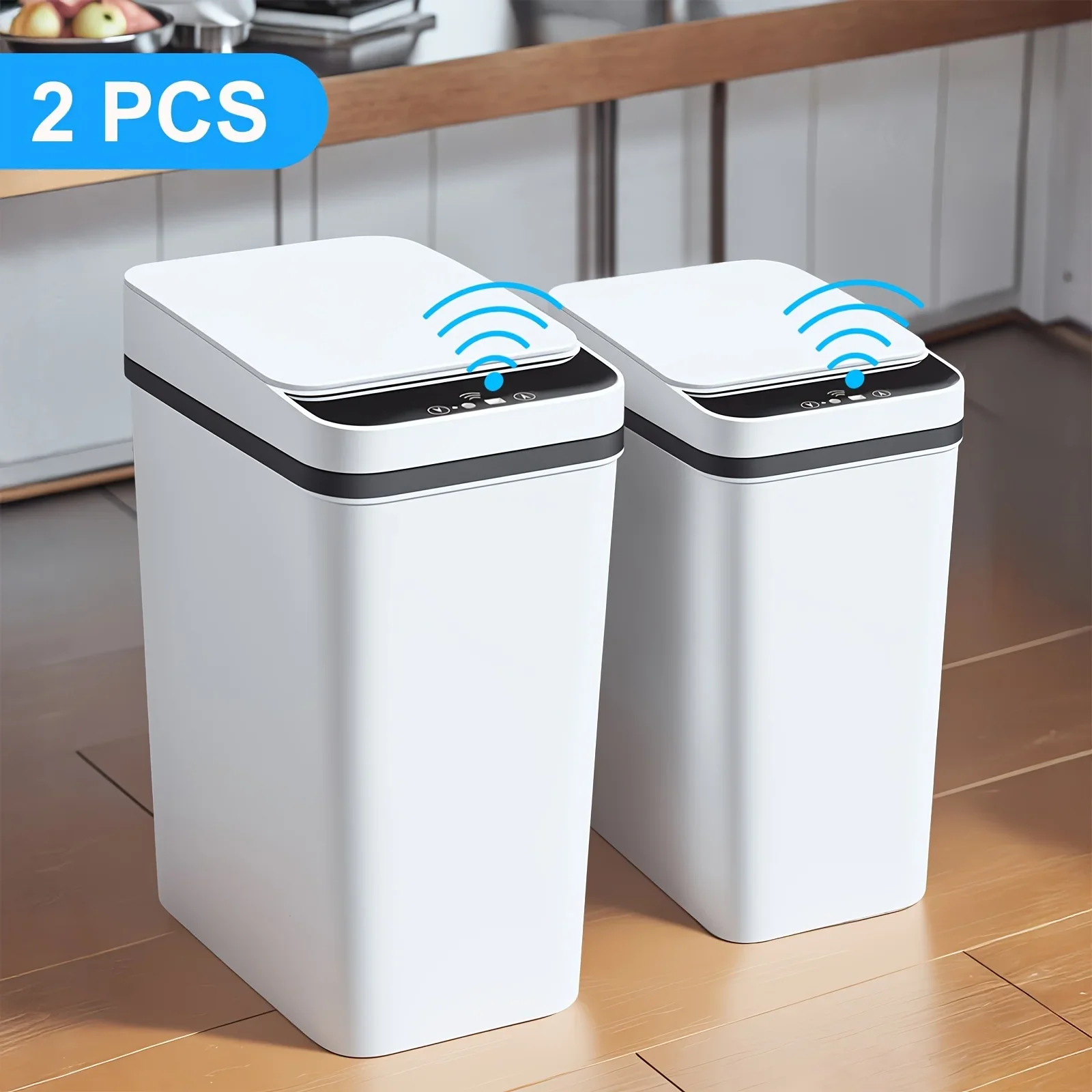 

2 Pack Bathroom Automatic Trash Can with Lid, 4 Gallon And 2.8 Gallon Touchless Small Garbage Can Slim Motion Sensor Smart Trash