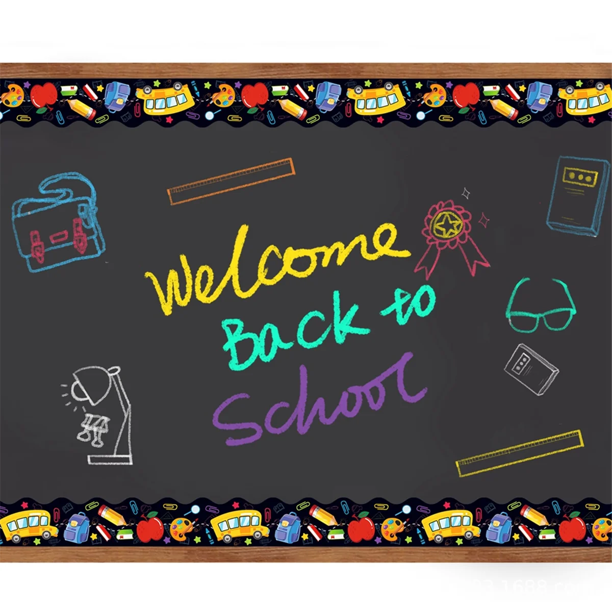 Back to School Bulletin Board Border Self Adhesive Scalloped Trim Border Sticker 67.9ft for School Classroom Decor Black