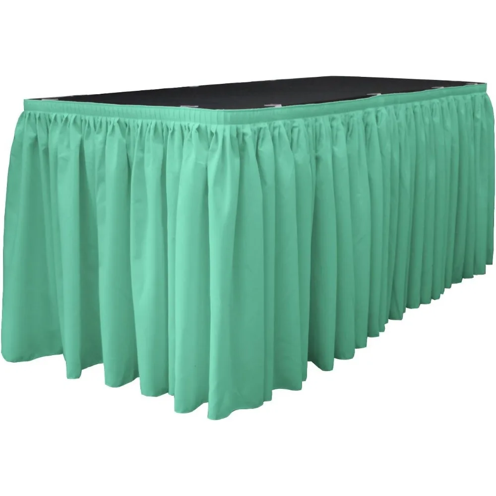 r Poplin Table Skirt for Rectangle Tables, Pleat Fabric for Wedding Banquet Trade Show, 30-Foot by 29-Inch Long