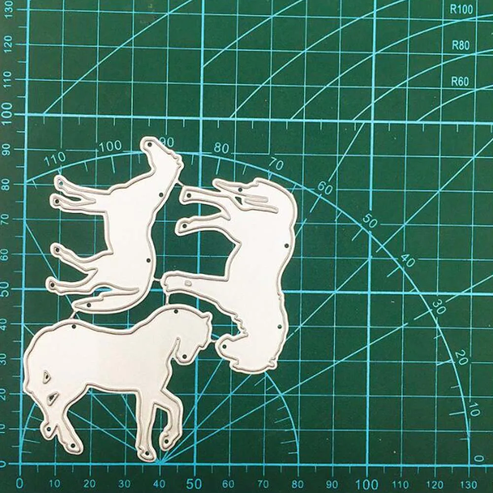 Three Horses Animal Metal Cutting Dies for DIY Scrapbooking Album Cardmaking Decorative Embossing Making Greeting Card Photo Pap